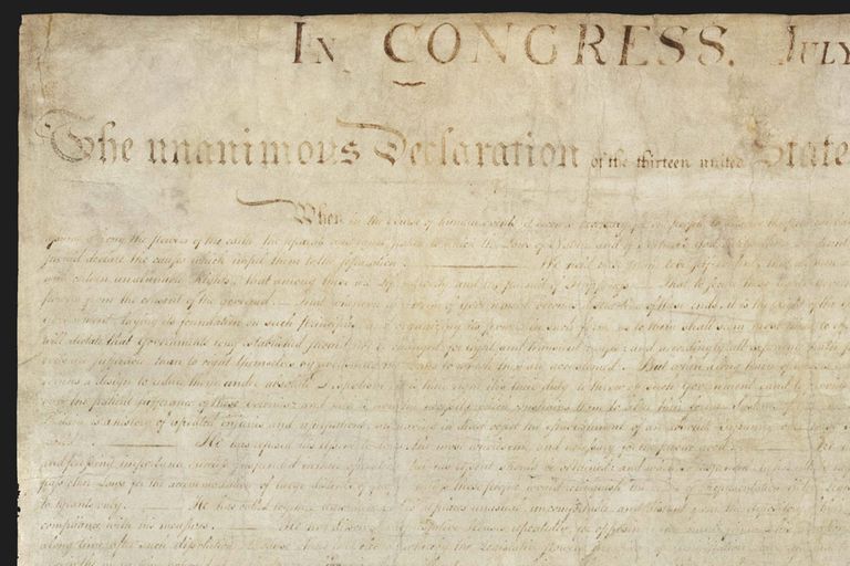 Pergament mit US-Unabhängigkeitserklärung von 1776