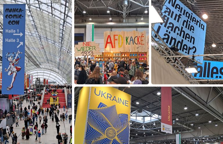 Foto-Collage zeigt Eindrücke von der Leipziger Buchmesse 2024