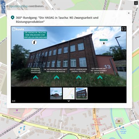 Blick in die Online-Karte zur HASAG-Vergangenheit in Taucha 
