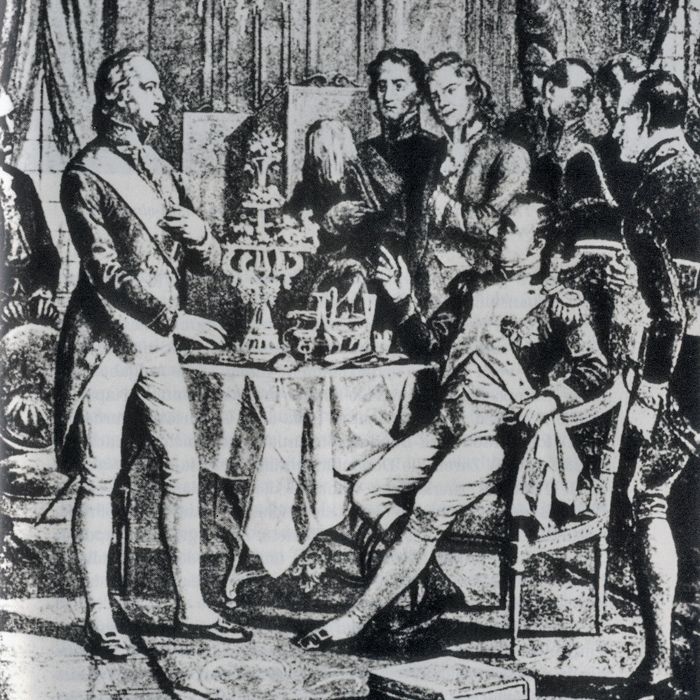 Goethe und Napoleon in einer Darstellung von 1828