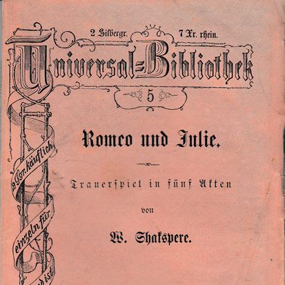 Ausschnitt des Titelblatts von Nummer 5 in der Reclam Universal-Bibliothek, "Romeo und Julie".